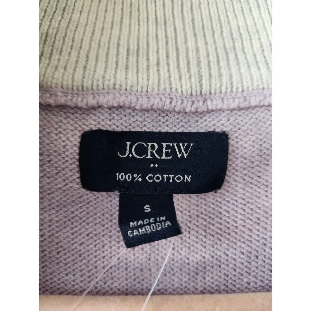 NWT J. Crew Men's Cotton Quarter-Zip Heather Light Purple Wisteria  S